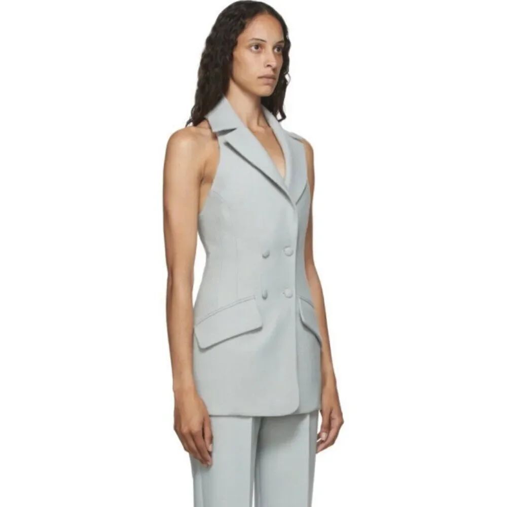 Materiel Tbilisi Wool Double-Breasted Halter Blazer Vest Women's US 2 -Stone NWT